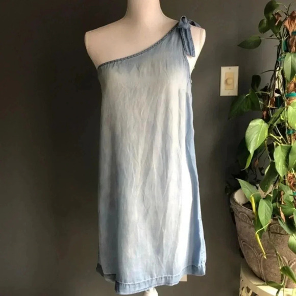 NWT Anthropologie Cloth & Stone chambray one shoulder dress Size S - Picture 7 of 8